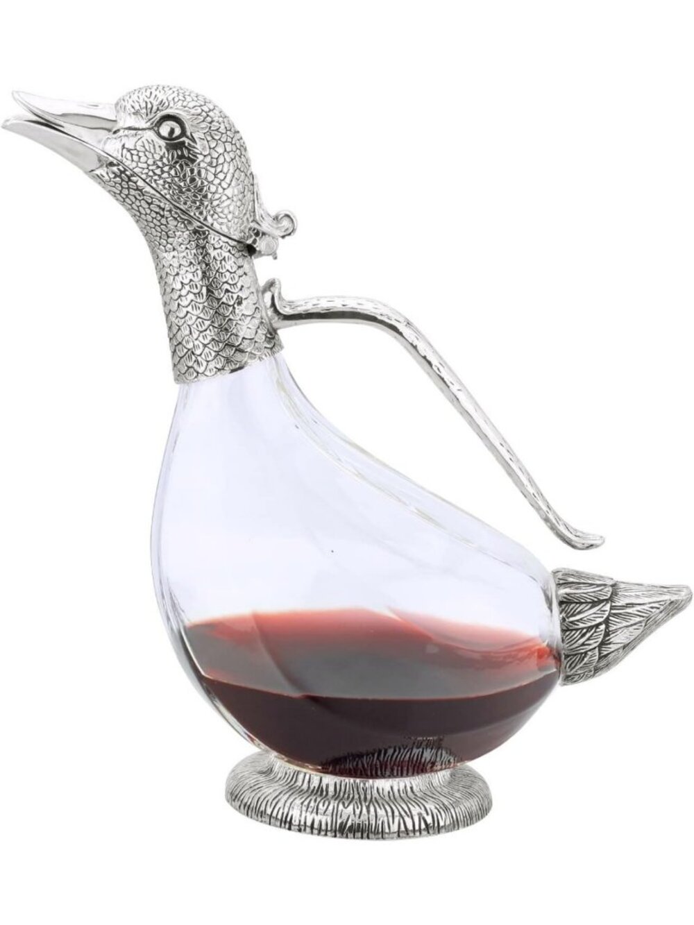 Elegant Silverplated Duck Decanter 25.3 oz Carafe - Perfect Wine Gift for Any